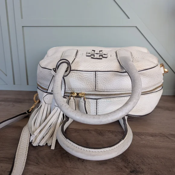 Tory Burch McGraw Small Satchel, an elegant pebbled leather  Crossbody bag - Picture 11 of 15